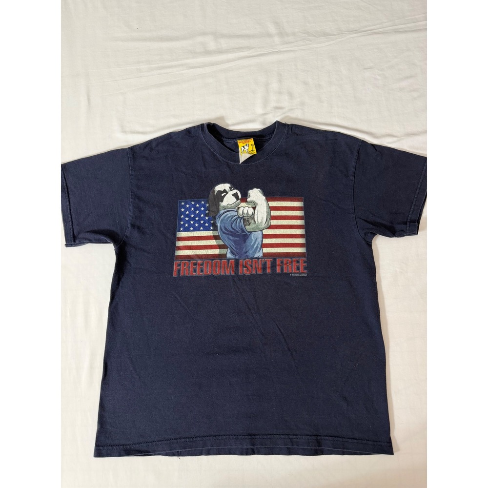 Vintage 2003 Big Dogs Kids T-Shirt Navy Freedom Isn't Free American Flag Small‎
